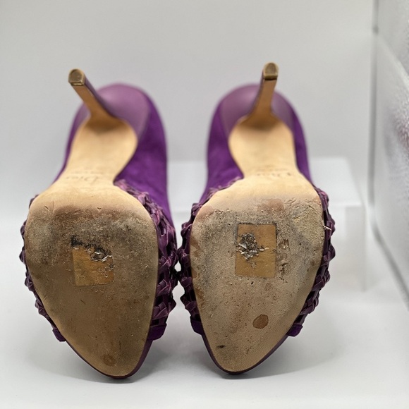 Christian Dior | Purple Suede & Leather Peep-Toe Cutout Stiletto Heels - Picture 10 of 16